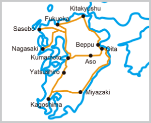 JR all Area Kyushu pass rail Map