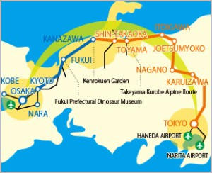 Tokyo Hokuriku Arch Pass clse up Map